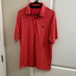 Under Armour Men’s Red Heather Polo with Navy Logo